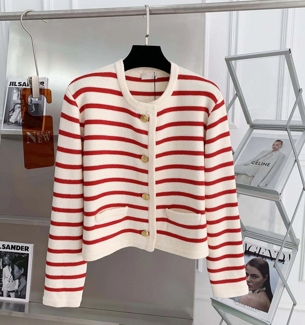 Gestreifter Strickcardigan für Alltag