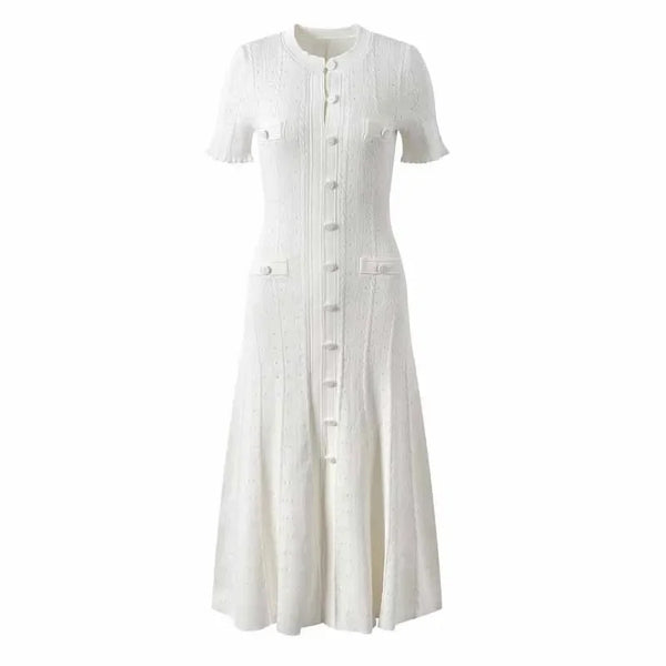 Elegantes Nouvelle Strickkleid Sommer Chic
